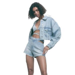 NWT Zara cut out denim high waisted shorts